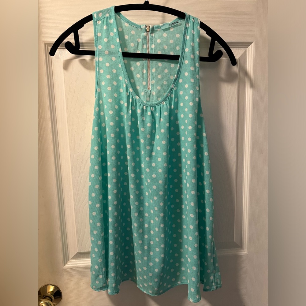 NWOT Adorable mint green and white polka dot racerback tank